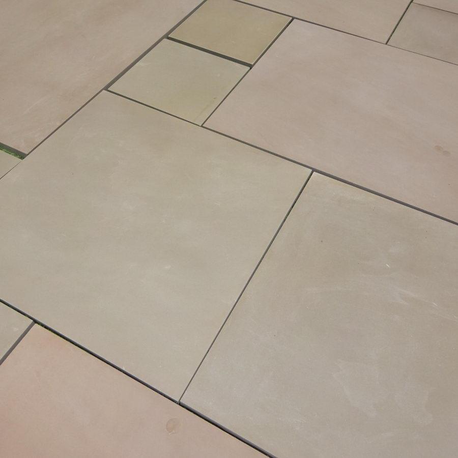 smooth sandstone Raj green sawn honed patio slabs